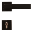 D-Innendrücker mit eckiger Rosette RAL 9005 Feinstruktur - inkl. 3 Rollenbänder in Schwarz