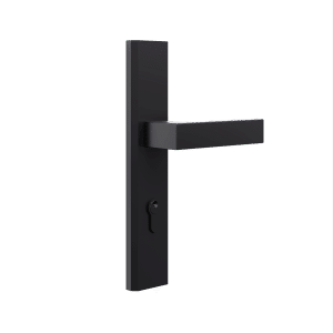 SET 02BL: Blackline, Drücker aus Edelstahl innen und außen, eckig. Standardrosette inkl. Profilzylinder mit 3 Schlüssel