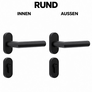 Blackline SET 02: Drücker aus Edelstahl innen und außen, rund