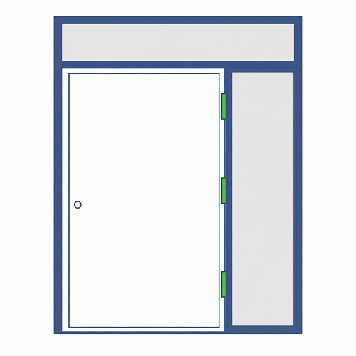 Haustür mit einem Seitenteil (Bandseite) und einer Oberlichte